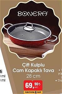 Bonera Çift Kulplu Cam Kapaklı Tava 28 cm image