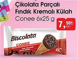 Biscolata Conee Çikolata Parçalı Fındık Kremalı Külah 6x25 g image