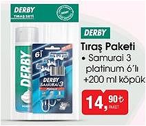 Derby Tıraş Paketi Samurai 3 Platinum 6'lı + 200 ml Köpük image