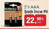 Duracell 2'li AAA Şarjlı İnce Pil image