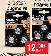 Bim Duracell 3'lü 2025 Düğme Pil