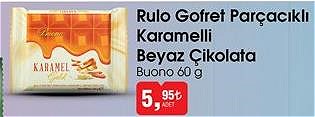 Buono Rulo Gofret Parçacıklı Karamelli Beyaz Çikolata 60 g image