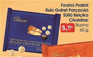 Buono Fındıklı Pralinli Rulo Gofret Parçacıklı Sütlü Belçika Çikolatası 60 g image