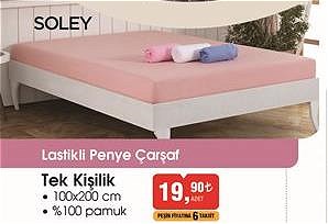 Soley Lastikli Penye Çarşaf Tek Kişilik 100x200 cm image