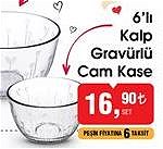 Paşabahçe 6'lı Kalp Gravürlü Cam Kase image