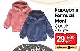 Kapüşonlu Fermuarlı Mont Çocuk image