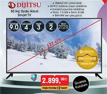 Dijitsu 50 inç Uydu Alıcılı Smart Tv image