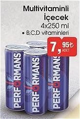 Performans Multivitaminli İçecek 4x250 ml image