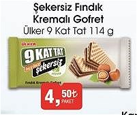 Ülker 9 Kat Tat Şekersiz Fındık Kremalı Gofret 114 g image