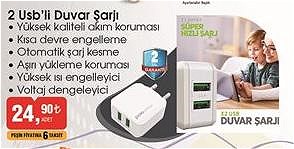 2 Usb'li Duvar Şarjı image