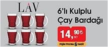 Lav 6'lı Kulplu Çay Bardağı image