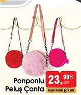 Ponponlu Peluş Çanta image