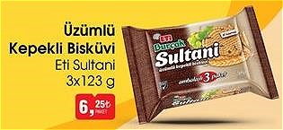 Bim Eti Sultani 3x123 g Üzümlü Kepekli Bisküvi