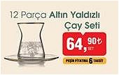 Rakle 12 Parça Altın Yaldızlı Çay Seti image