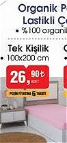 Organik Pamuk Lastikli Çarşaf Tek Kişilik image