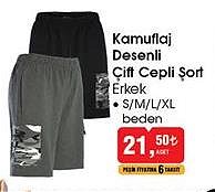Kamuflaj Desenli Çift Cepli Şort Erkek image