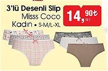 Misss Coco 3'lü Desenli Slip Kadın image