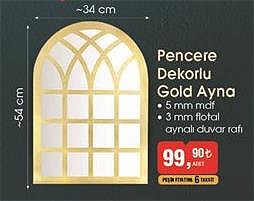 Pencere Dekorlu Gold Ayna 34x54 cm image