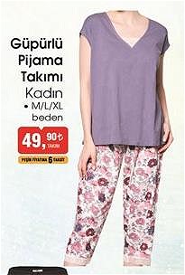 Güpürlü Pijama Takımı Kadın image
