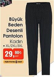 Büyük Beden Desenli Pantolon Kadın image