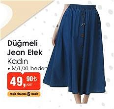 Düğmeli Jean Etek Kadın image