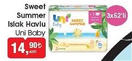 Uni Baby Sweet Summer Islak Havlu 3x52'li image