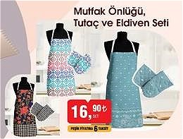 Mutfak Önlüğü Tutaç ve Eldiven Seti image