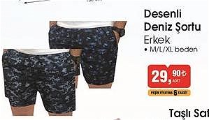 Desenli Deniz Şortu Erkek image