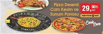 Cook Love Pizza Desenli Cam Kesim ve Sunum Panosu image