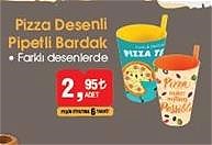 Pizza Desenli Pipetli Bardak image