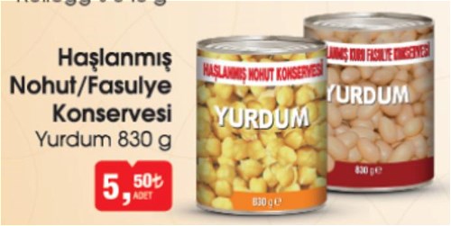 Yurdum 830 g Haşlanmış Nohut/Fasulye Konservesi image