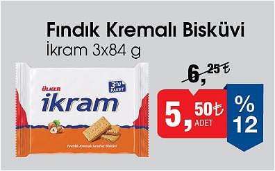 İkram Fındık Kremalı Bisküvi 3x84 g image