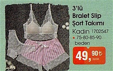 3'lü Bralet Slip Şort Takımı image