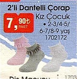 2'li Dantelli Çorap Kız Çocuk image