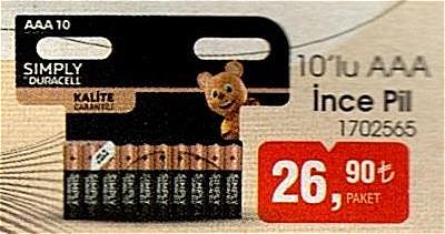 Duracell 10'lu AAA İnce Pil image