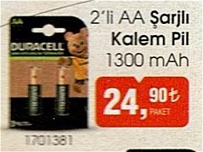 Duracell 2'li AA Şarjlı Kalem Pil 1300 mAh image