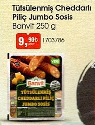 Banvit Tütsülenmiş Cheddarlı Piliç Jumbo Sosis 250 g image