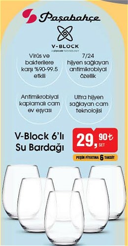 Paşabahçe V-Block 6'lı Su Bardağı image