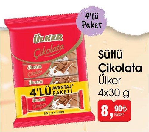 Ülker Sütlü Çikolata 4x30 g image