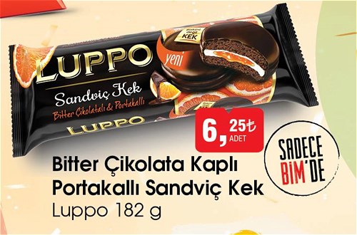 Luppo Bitter Çikolata Kaplı Portakallı Sandviç Kek 182 g image