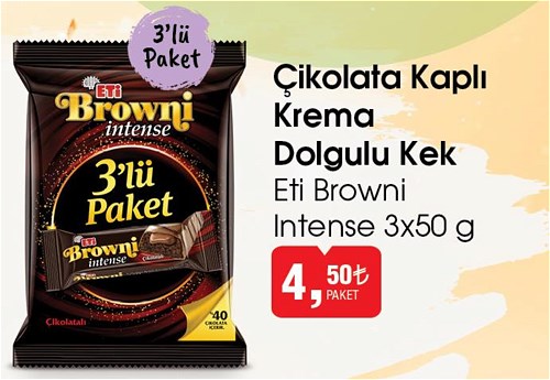 Eti Browni Intense Çikolata Kaplı Krema Dolgulu Kek 3x50 g image