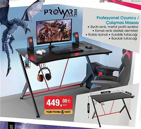 Proware Gamer Profesyonel Oyuncu/Çalışması Masası image