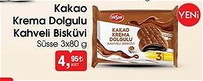 Süsse Kakao Krema Dolgulu Kahveli Bisküvi 3x80 g image