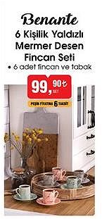 Benante 6 Kişilik Yaldızlı Mermer Desen Fincan Seti image