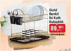 Gold Renkli 2 Katlı Bulaşıklık image