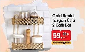 Gold Renkli Tezgah Üstü 2 Katlı Raf image