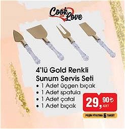 Cook Love 4'lü Gold Renkli Sunum Servis Seti image