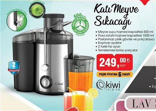 Kiwi Katı Meyve Sıkacağı 600 Watt image