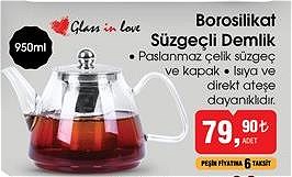 Glass in Love Borosilikat Süzgeçli Demlik 950ml image