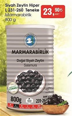 Marmarabirlik Siyah Zeytin Hiper L 231-260 Teneke 800 g image